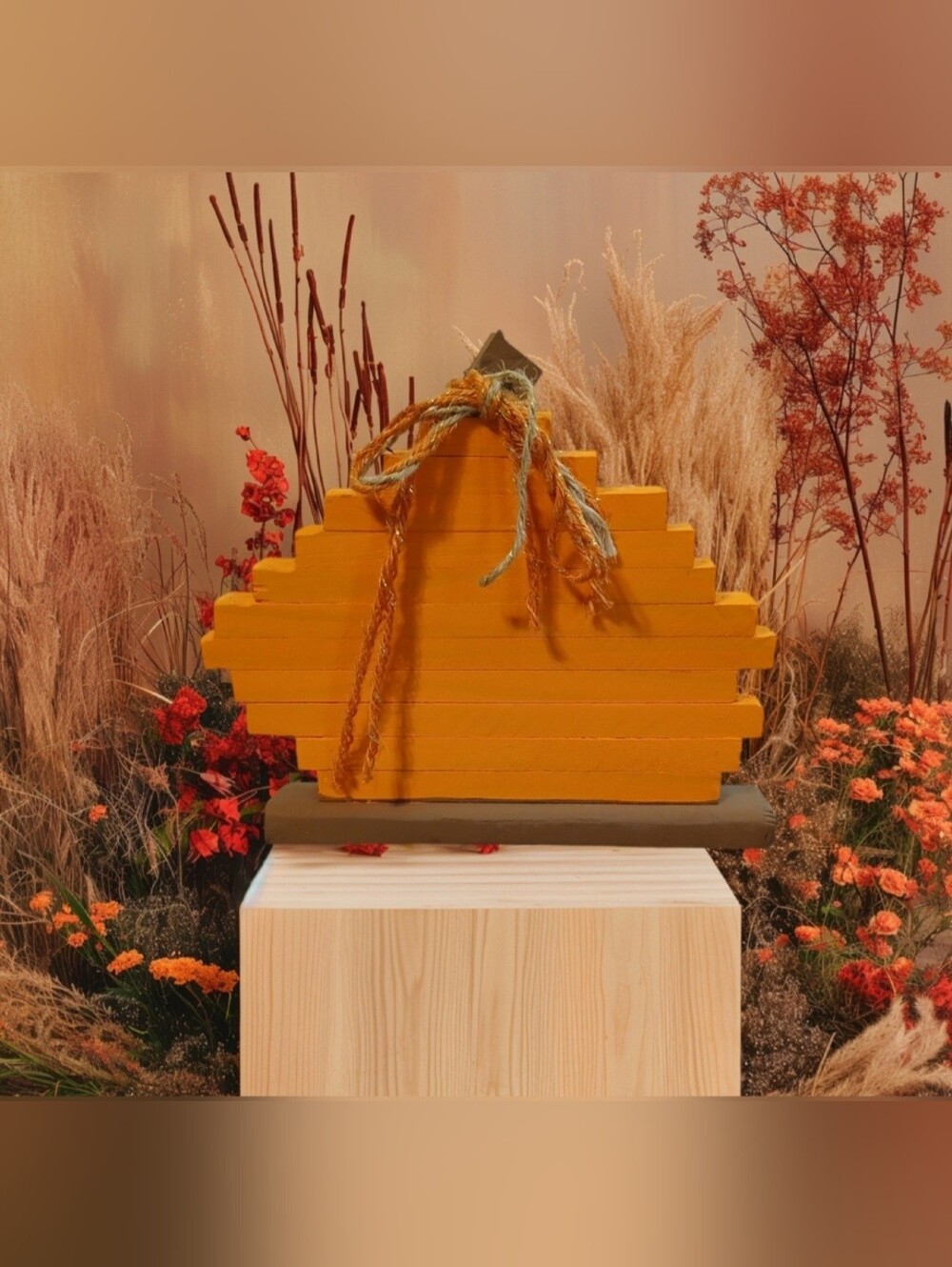 🍂Rustic Hand Crafted Wooden Pumpkin